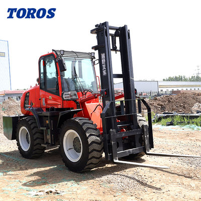Sumber Daya Diesel 4wd Terrain Forklift Heavy Duty